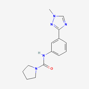 molecular formula C14H17N5O B7682223 N-[3-(1-methyl-1,2,4-triazol-3-yl)phenyl]pyrrolidine-1-carboxamide 