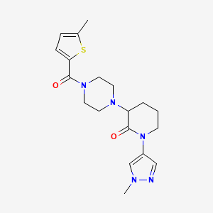 molecular formula C19H25N5O2S B7682276 1-(1-Methylpyrazol-4-yl)-3-[4-(5-methylthiophene-2-carbonyl)piperazin-1-yl]piperidin-2-one 