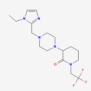 molecular formula C17H26F3N5O B7682307 3-[4-[(1-Ethylimidazol-2-yl)methyl]piperazin-1-yl]-1-(2,2,2-trifluoroethyl)piperidin-2-one 