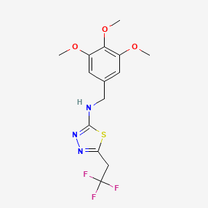 molecular formula C14H16F3N3O3S B7682311 5-(2,2,2-trifluoroethyl)-N-[(3,4,5-trimethoxyphenyl)methyl]-1,3,4-thiadiazol-2-amine 