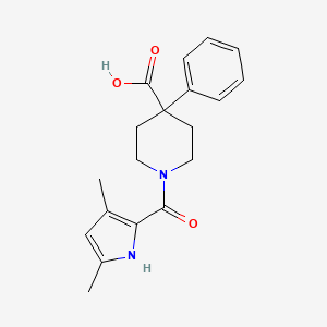 molecular formula C19H22N2O3 B7682400 1-(3,5-dimethyl-1H-pyrrole-2-carbonyl)-4-phenylpiperidine-4-carboxylic acid 