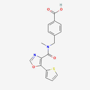 molecular formula C17H14N2O4S B7682405 4-[[Methyl-(5-thiophen-2-yl-1,3-oxazole-4-carbonyl)amino]methyl]benzoic acid 