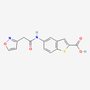 molecular formula C14H10N2O4S B7682416 5-[[2-(1,2-Oxazol-3-yl)acetyl]amino]-1-benzothiophene-2-carboxylic acid 