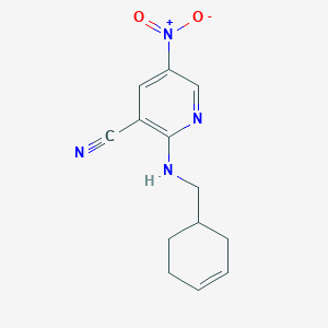 molecular formula C13H14N4O2 B7682429 2-(Cyclohex-3-en-1-ylmethylamino)-5-nitropyridine-3-carbonitrile 