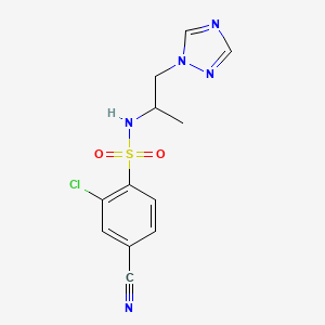 molecular formula C12H12ClN5O2S B7682440 2-chloro-4-cyano-N-[1-(1,2,4-triazol-1-yl)propan-2-yl]benzenesulfonamide 