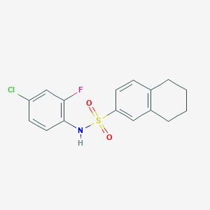 molecular formula C16H15ClFNO2S B7682475 N-(4-chloro-2-fluorophenyl)-5,6,7,8-tetrahydronaphthalene-2-sulfonamide 