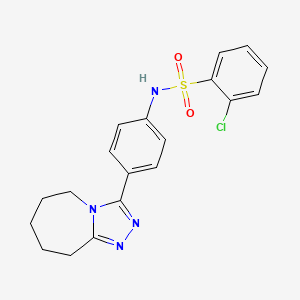 molecular formula C19H19ClN4O2S B7682480 2-chloro-N-[4-(6,7,8,9-tetrahydro-5H-[1,2,4]triazolo[4,3-a]azepin-3-yl)phenyl]benzenesulfonamide 