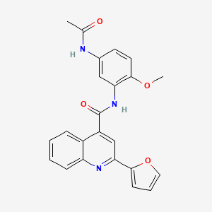 molecular formula C23H19N3O4 B7682489 N-(5-acetamido-2-methoxyphenyl)-2-(furan-2-yl)quinoline-4-carboxamide 