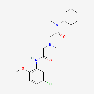 molecular formula C20H28ClN3O3 B7682502 N-(5-chloro-2-methoxyphenyl)-2-[[2-[cyclohexen-1-yl(ethyl)amino]-2-oxoethyl]-methylamino]acetamide 