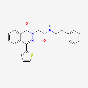 molecular formula C22H19N3O2S B7682518 2-(1-oxo-4-thiophen-2-ylphthalazin-2-yl)-N-(2-phenylethyl)acetamide 