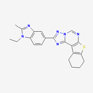 4-(1-Ethyl-2-methylbenzimidazol-5-yl)-10-thia-3,5,6,8-tetrazatetracyclo[7.7.0.02,6.011,16]hexadeca-1(9),2,4,7,11(16)-pentaene