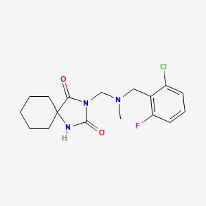 molecular formula C17H21ClFN3O2 B7682550 3-[[(2-Chloro-6-fluorophenyl)methyl-methylamino]methyl]-1,3-diazaspiro[4.5]decane-2,4-dione 