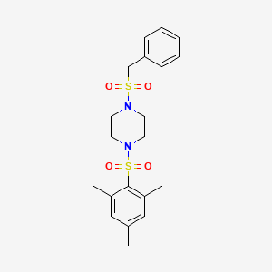 molecular formula C20H26N2O4S2 B7682606 1-Benzylsulfonyl-4-(2,4,6-trimethylphenyl)sulfonylpiperazine 