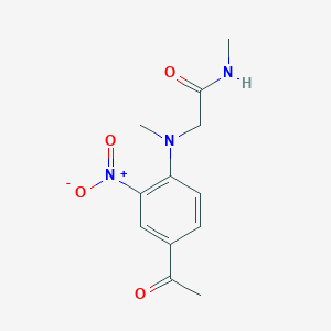 molecular formula C12H15N3O4 B7682613 2-(4-acetyl-N-methyl-2-nitroanilino)-N-methylacetamide 