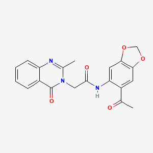 molecular formula C20H17N3O5 B7682618 N-(6-acetyl-1,3-benzodioxol-5-yl)-2-(2-methyl-4-oxoquinazolin-3-yl)acetamide 