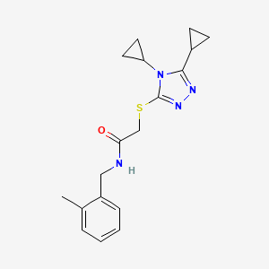 molecular formula C18H22N4OS B7682647 2-[(4,5-dicyclopropyl-1,2,4-triazol-3-yl)sulfanyl]-N-[(2-methylphenyl)methyl]acetamide 