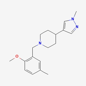 molecular formula C18H25N3O B7682660 1-[(2-Methoxy-5-methylphenyl)methyl]-4-(1-methylpyrazol-4-yl)piperidine 