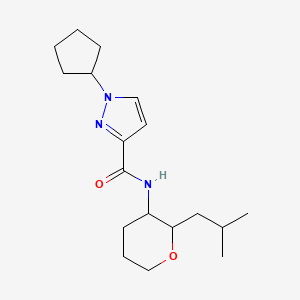 molecular formula C18H29N3O2 B7682683 1-cyclopentyl-N-[2-(2-methylpropyl)oxan-3-yl]pyrazole-3-carboxamide 