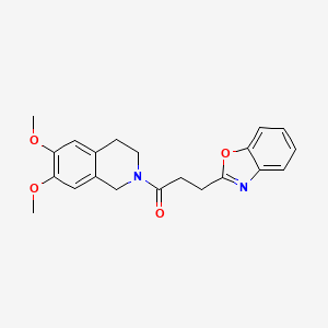 molecular formula C21H22N2O4 B7682766 3-(1,3-benzoxazol-2-yl)-1-(6,7-dimethoxy-3,4-dihydro-1H-isoquinolin-2-yl)propan-1-one 