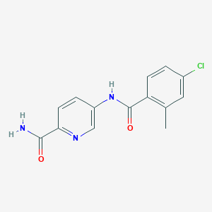molecular formula C14H12ClN3O2 B7682786 5-[(4-Chloro-2-methylbenzoyl)amino]pyridine-2-carboxamide 