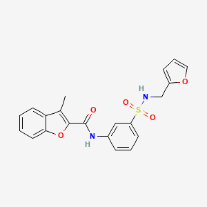 molecular formula C21H18N2O5S B7682797 N-[3-(furan-2-ylmethylsulfamoyl)phenyl]-3-methyl-1-benzofuran-2-carboxamide 