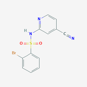 molecular formula C12H8BrN3O2S B7682827 2-bromo-N-(4-cyanopyridin-2-yl)benzenesulfonamide 