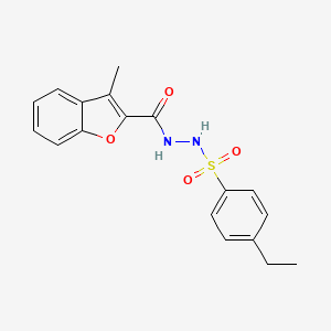 molecular formula C18H18N2O4S B7682850 N'-(4-ethylphenyl)sulfonyl-3-methyl-1-benzofuran-2-carbohydrazide 