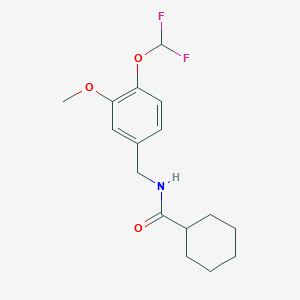 molecular formula C16H21F2NO3 B7682858 N-[[4-(difluoromethoxy)-3-methoxyphenyl]methyl]cyclohexanecarboxamide 