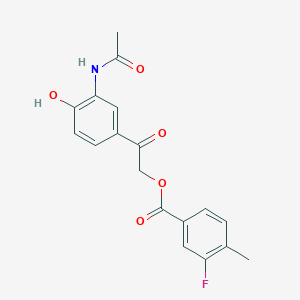 molecular formula C18H16FNO5 B7682870 [2-(3-Acetamido-4-hydroxyphenyl)-2-oxoethyl] 3-fluoro-4-methylbenzoate 