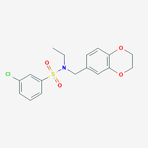 molecular formula C17H18ClNO4S B7682892 3-chloro-N-(2,3-dihydro-1,4-benzodioxin-6-ylmethyl)-N-ethylbenzenesulfonamide 