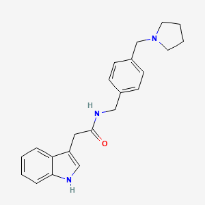 molecular formula C22H25N3O B7682904 2-(1H-indol-3-yl)-N-[[4-(pyrrolidin-1-ylmethyl)phenyl]methyl]acetamide 