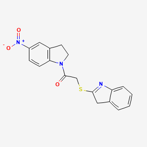 molecular formula C18H15N3O3S B7682915 2-(3H-indol-2-ylsulfanyl)-1-(5-nitro-2,3-dihydroindol-1-yl)ethanone 
