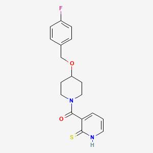 molecular formula C18H19FN2O2S B7682933 [4-[(4-fluorophenyl)methoxy]piperidin-1-yl]-(2-sulfanylidene-1H-pyridin-3-yl)methanone 