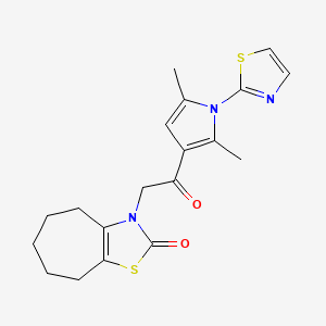molecular formula C19H21N3O2S2 B7682951 3-[2-[2,5-dimethyl-1-(1,3-thiazol-2-yl)pyrrol-3-yl]-2-oxoethyl]-5,6,7,8-tetrahydro-4H-cyclohepta[d][1,3]thiazol-2-one 
