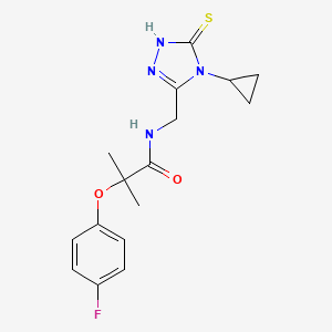 molecular formula C16H19FN4O2S B7682956 N-[(4-cyclopropyl-5-sulfanylidene-1H-1,2,4-triazol-3-yl)methyl]-2-(4-fluorophenoxy)-2-methylpropanamide 