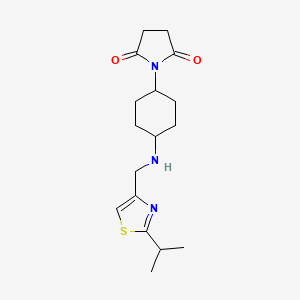 molecular formula C17H25N3O2S B7682959 1-[4-[(2-Propan-2-yl-1,3-thiazol-4-yl)methylamino]cyclohexyl]pyrrolidine-2,5-dione 