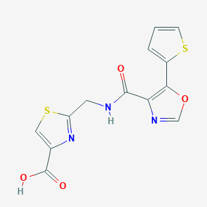 molecular formula C13H9N3O4S2 B7682966 2-[[(5-Thiophen-2-yl-1,3-oxazole-4-carbonyl)amino]methyl]-1,3-thiazole-4-carboxylic acid 