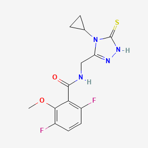 molecular formula C14H14F2N4O2S B7682973 N-[(4-cyclopropyl-5-sulfanylidene-1H-1,2,4-triazol-3-yl)methyl]-3,6-difluoro-2-methoxybenzamide 