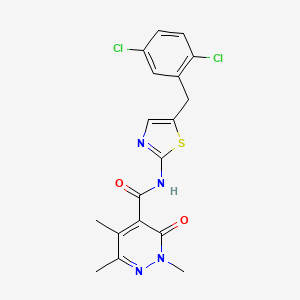 molecular formula C18H16Cl2N4O2S B7682982 N-[5-[(2,5-dichlorophenyl)methyl]-1,3-thiazol-2-yl]-2,5,6-trimethyl-3-oxopyridazine-4-carboxamide 