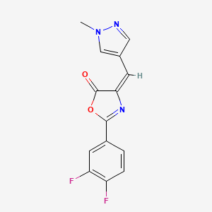 molecular formula C14H9F2N3O2 B7683037 (4E)-2-(3,4-difluorophenyl)-4-[(1-methylpyrazol-4-yl)methylidene]-1,3-oxazol-5-one 