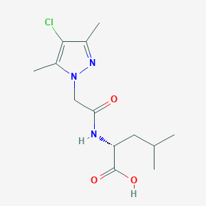 molecular formula C13H20ClN3O3 B7683067 (2R)-2-[[2-(4-chloro-3,5-dimethylpyrazol-1-yl)acetyl]amino]-4-methylpentanoic acid 