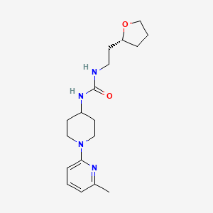 molecular formula C18H28N4O2 B7683080 1-[1-(6-methylpyridin-2-yl)piperidin-4-yl]-3-[2-[(2R)-oxolan-2-yl]ethyl]urea 