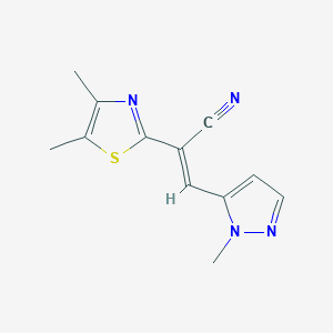 molecular formula C12H12N4S B7683095 (E)-2-(4,5-dimethyl-1,3-thiazol-2-yl)-3-(2-methylpyrazol-3-yl)prop-2-enenitrile 
