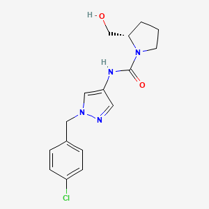 molecular formula C16H19ClN4O2 B7683105 (2S)-N-[1-[(4-chlorophenyl)methyl]pyrazol-4-yl]-2-(hydroxymethyl)pyrrolidine-1-carboxamide 