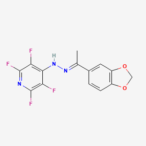 molecular formula C14H9F4N3O2 B7683129 N-[(E)-1-(1,3-benzodioxol-5-yl)ethylideneamino]-2,3,5,6-tetrafluoropyridin-4-amine 