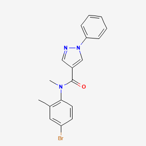 molecular formula C18H16BrN3O B7683138 N-(4-bromo-2-methylphenyl)-N-methyl-1-phenylpyrazole-4-carboxamide 
