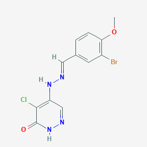 molecular formula C12H10BrClN4O2 B7683140 4-[(2E)-2-[(3-bromo-4-methoxyphenyl)methylidene]hydrazinyl]-5-chloro-1H-pyridazin-6-one 