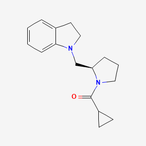 molecular formula C17H22N2O B7683158 cyclopropyl-[(2R)-2-(2,3-dihydroindol-1-ylmethyl)pyrrolidin-1-yl]methanone 