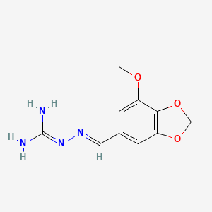 molecular formula C10H12N4O3 B7683195 2-[(E)-(7-methoxy-1,3-benzodioxol-5-yl)methylideneamino]guanidine 