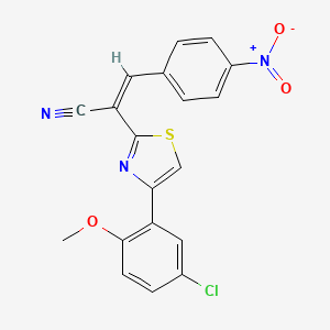 (Z)-2-[4-(5-chloro-2-methoxyphenyl)-1,3-thiazol-2-yl]-3-(4-nitrophenyl)prop-2-enenitrile